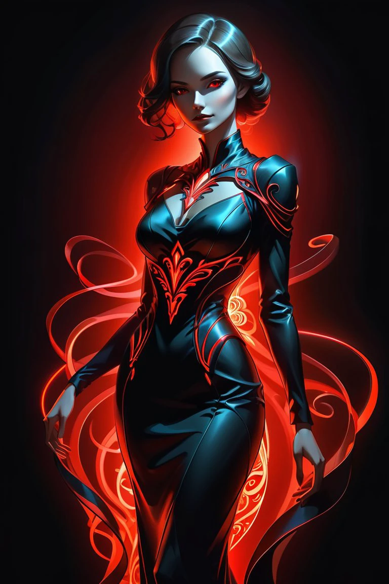 score_10,score_9, score_8_up, score_7_up, score_6_up, score_5_up, Silhouette Art portrait, breathtaking art drawing portrait, a (glass statue from a girl, glass material), slender dark dim figure, slightly posing, a tight sleek strict dress. bright red backlight illuminates elegant woman's dark dim silhouette, (bright glowing red contour and outline), sparkling, elegant and unique, gently swaying, mysterious and charming, realistic and abstract art, details, very realistic, beautiful and vital, dreamlike and surreal, delicate brush strokes and rich colors, beauty and mystery, unimaginable beauty,Ornate And Intricate, transparent, translucent, Agate material, jade material, BY Anne Bachelier