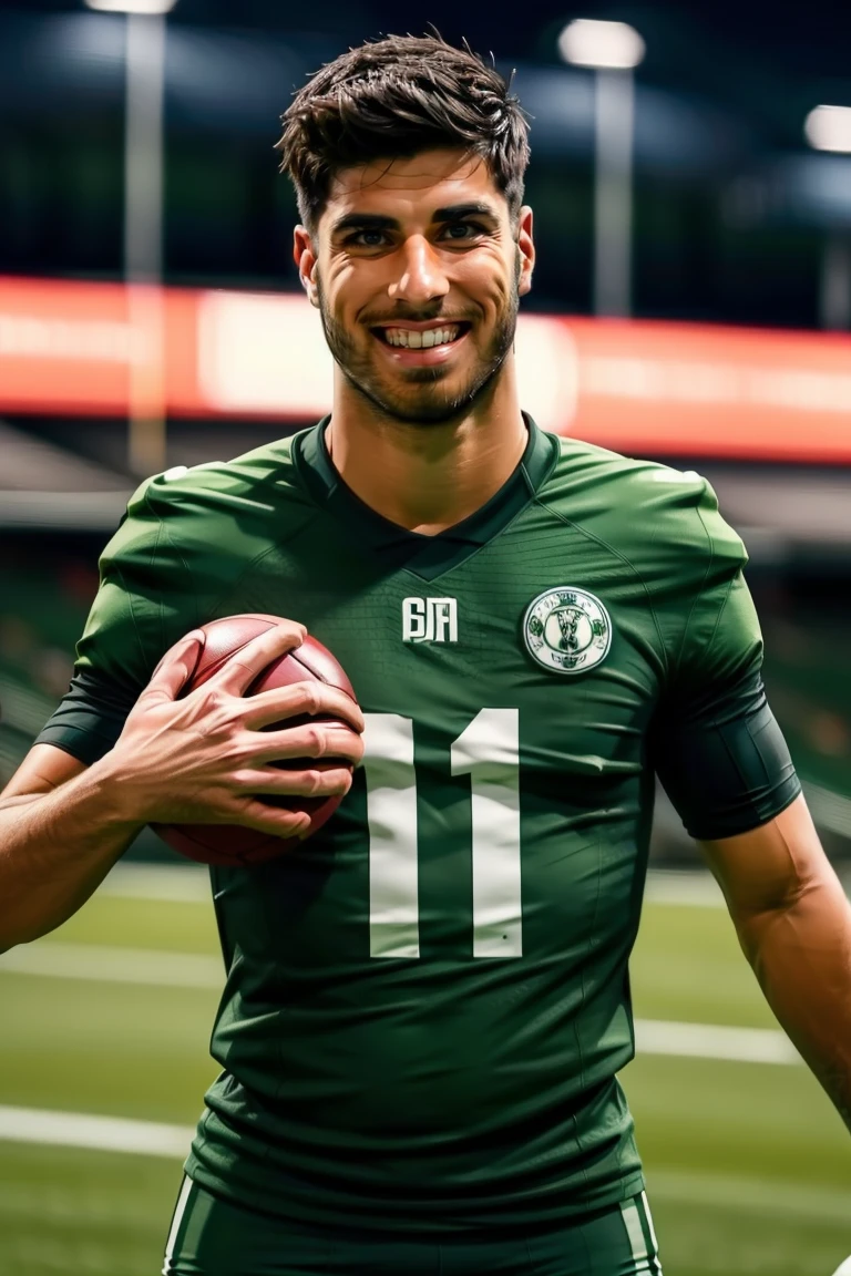 (masterpiece, best quality:1.2), man, green football jersey, football pants, football player, (((medium shot))) ,stadium,smiling, night, masterpiece, highness, perfect face, perfect picture, detailed eyes, sharp focus, muscular,High detailed view,Fantasy<lora:EMS-3262-EMS:0.700000>, <lora:EMS-335313-EMS:1.000000>