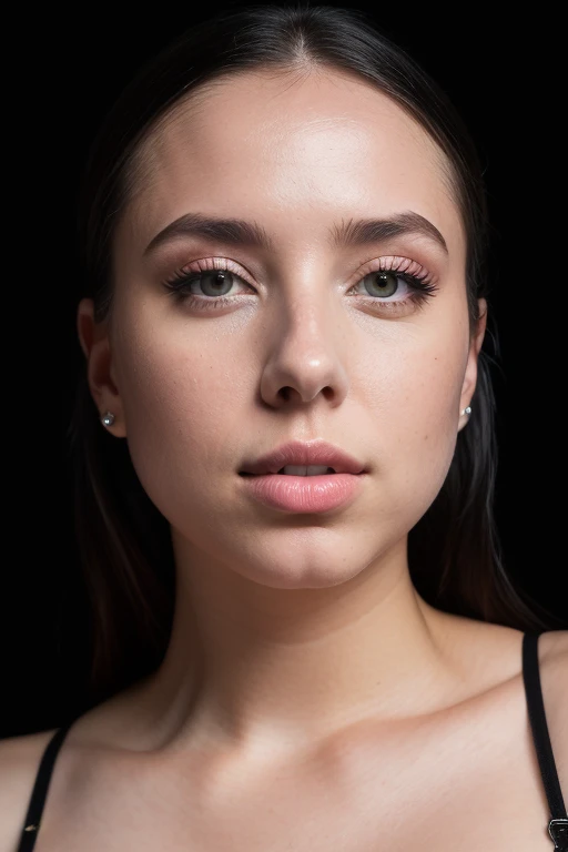 DEN_kassidie_kosa,
((headshot:1.2) portrait on a (plain black background:1.2), (headshot:1.2), (face focus:1.1), (facing the camera:1.2), Head in the centre, (eye contact:1.3), (intense stare:1.1), mouth open, (facing straightforward:1.2), (forward facing:1.1), Head, face, Head focus, Head tilted down, looking slightly up at the camera:1.2),
bokeh, f1.4, 40mm, photorealistic, raw, 8k, textured skin, skin pores, intricate details  <lora:epi_noiseoffset2:1>, epiCRealism