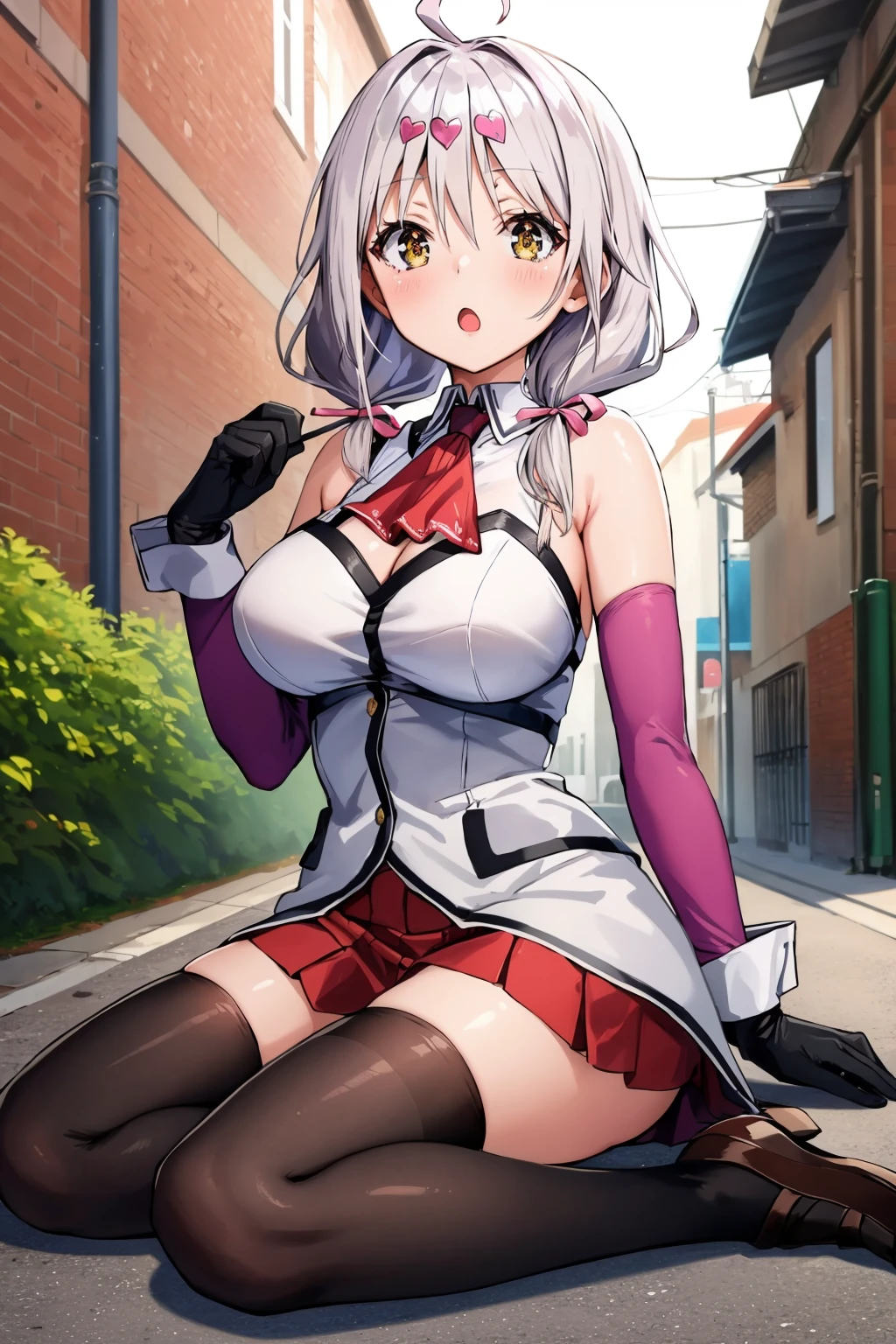 Top image quality、top-quality、masterpiece、NSFW、1a person、独奏、full body Esbian、kashima、A smile、embarrassed from、red blush、White hair、Twin curls、beret、Colossal tits、(Sucking a)、bondage outfit、highleg、woman on top、dildo、(Black High Socks)、(Brown loafers)、stares at the camera、((crotch grab))、((Spread )) 、((uterus))、(Spread )、(Love Juice)、(Sweat)、(a park)、(Benches)、(Large crowds)、(audience)、