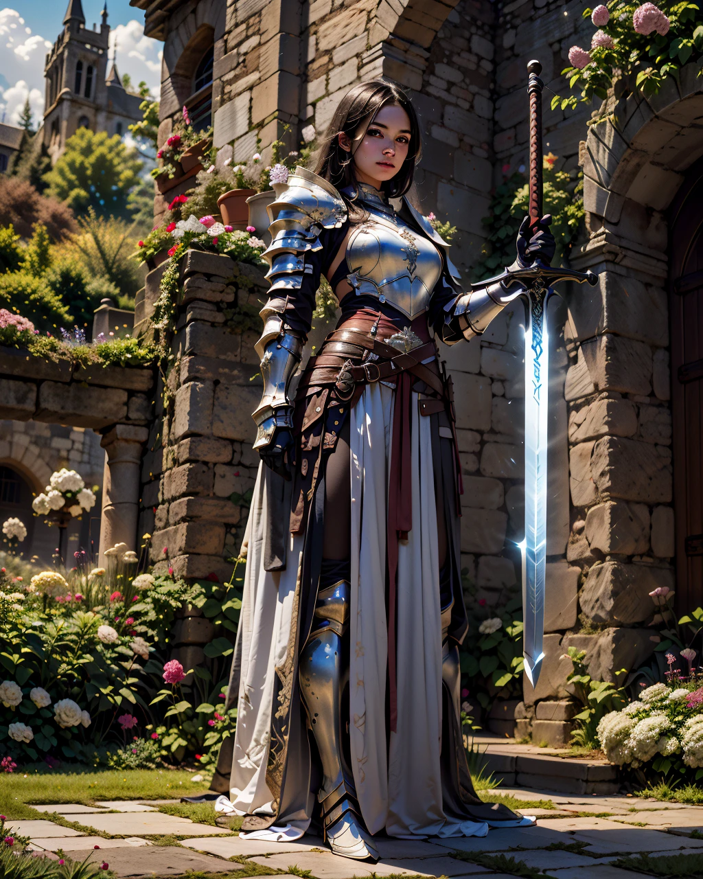 best quality,masterpiece,highly detailed,ultra-detailed, upper body, 
å·¨å, solo, holding weapon, holding  buster-sword, gauntlets, looking at viewer brick wall, plants,  flowers,shiled,full armor
<lora:neg4all_bdsqlsz_V3.5:-1>  
 <lora:buster-sword:1>, medieval,1girl, full armor <lora:knight:0.3> knight,
<lora:LiquidColloid:-1>,