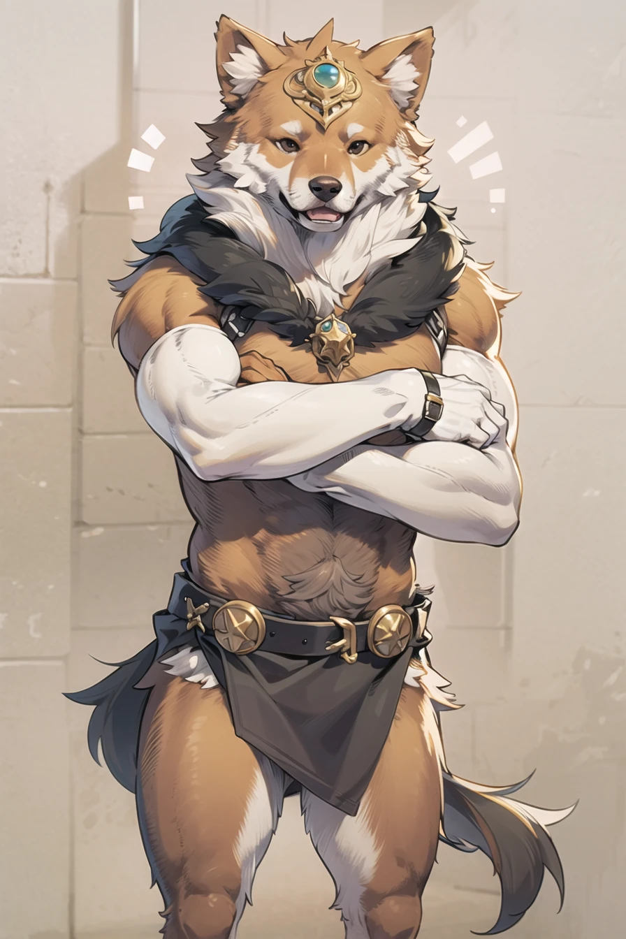 (masterpiece),best quality,dog anthro,male dog anthro,detailed fur,golden retriever,buff,