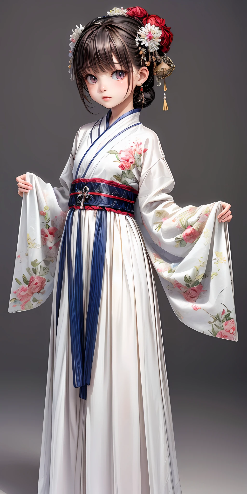(masterpiece,ultra-detailed,best quality,8K,CG,illustration,shaved:1.0),(petite girl:1.0) <lora:more_details:1>, simple background,
<lora:jyoji fuku v19.0:0.6> jyojifuku, hair ornament,white clothes