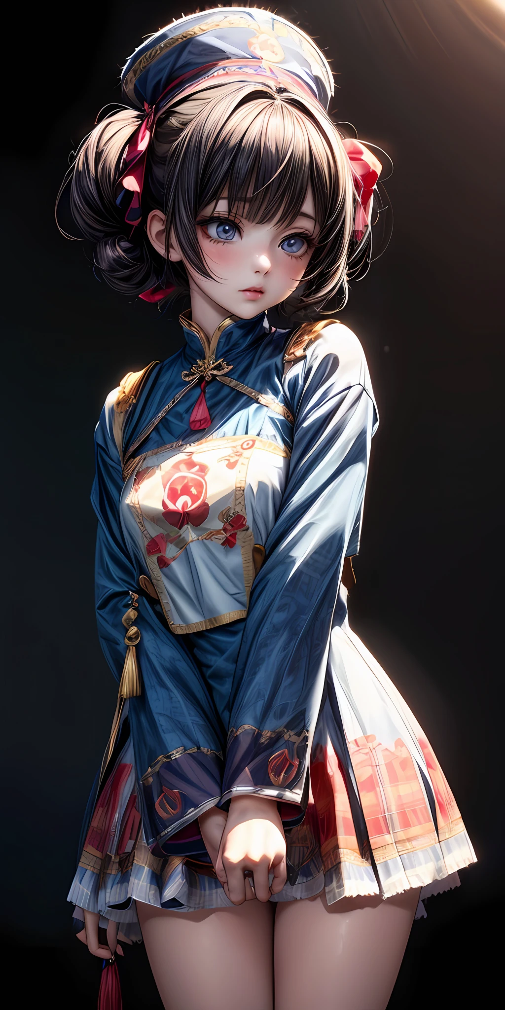 (masterpiece,ultra-detailed,best quality,8K,CG,illustration,shaved:1.0),(petite girl:1.0) <lora:more_details:1>, simple background,
<lora:jyoji fuku v21.0:0.5> jyojifuku, ofuda,