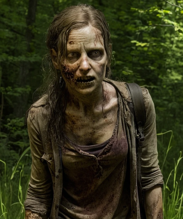 z0mb13, Ultra-HD, realistic, ((3/4 body)), The Walking Dead, girl 