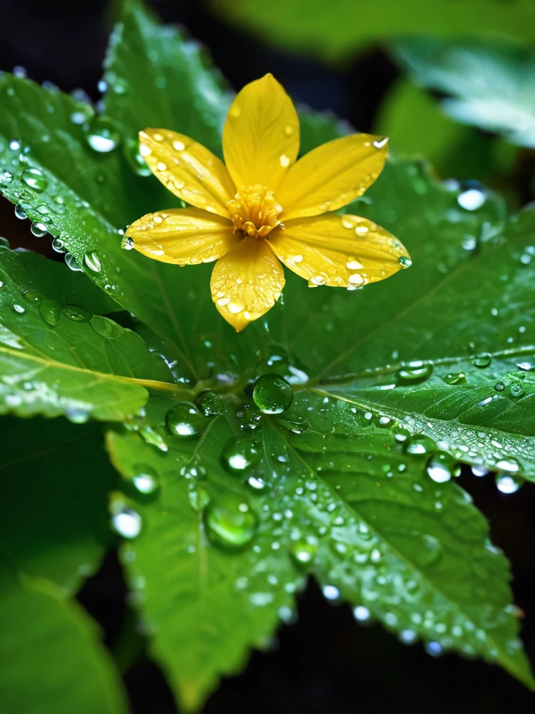 still life flower, morning dew on leaves,
fixl-art