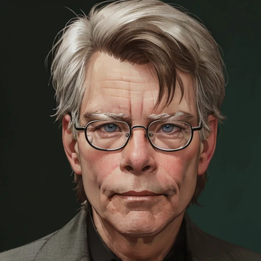 1boy, solo, steking, old, glasses, looking at viewer, focus on face, portrait <lora:Stephen_King:1>