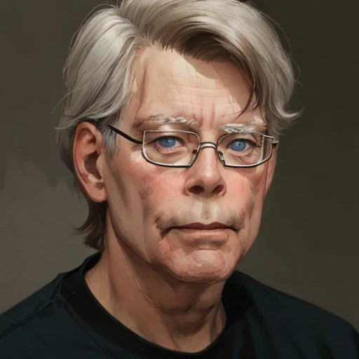 1boy, solo, steking, old, glasses, looking at viewer, focus on face, portrait <lora:Stephen_King:1>