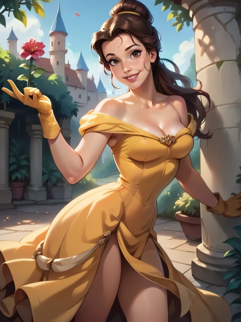 score_9, score_8_up, score_7_up, score_6_up, 1girl holding a rose in a castle, makeup, yellow lingerie,, hair bun, tiara, curvy, medium breasts, narrow waist, wide hips, thick thighs, looking at viewer, dynamic angle, cartoon, dynamic pose, smile, cute, wide shot, realistic,
BelleXLP