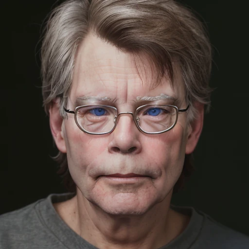 1boy, solo, steking, old, glasses, looking at viewer, focus on face, portrait <lora:Stephen_King:1>