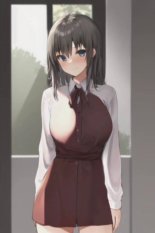 Give me a girl named Elina, about 11 years old, black skin, big breasts, wearing a shirt and skirt to school. She used her hand to hold the skirt, rolled it up, then grabbed the skirt and tightened it around her genitals, causing her underwear to be exposed.