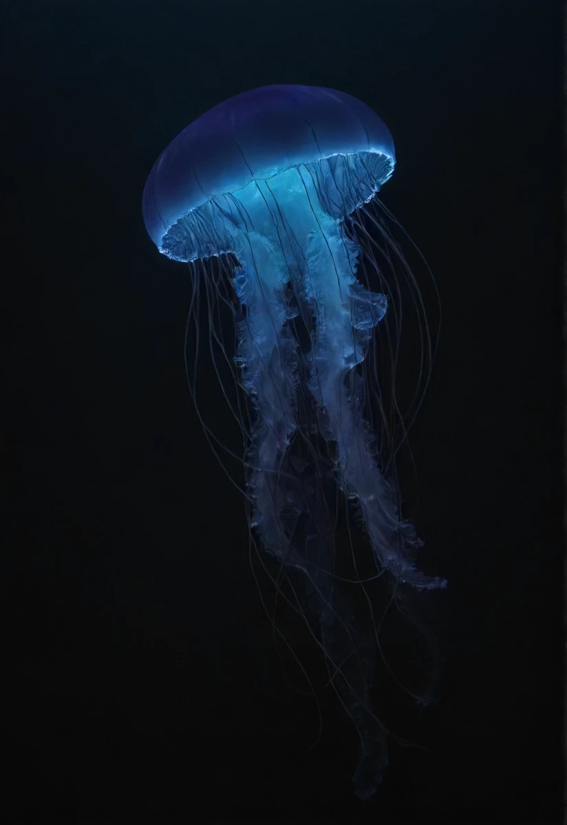what a lovely dark ocean in paradise full of glowing bio-luminescent jellyfish in a see of crystals! <lora:- SDXL - vanta-black_contrast_V3.0:0.8>