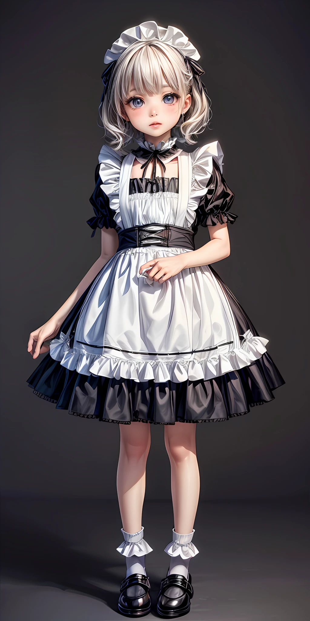 (masterpiece,ultra-detailed,best quality,8K,CG,illustration,shaved:1.0),(ite girl:1.0) <lora:more_details:1>, simple background,
<lora:jyoji fuku v18.0:0.6> jyojifuku, socks, frills, shoes