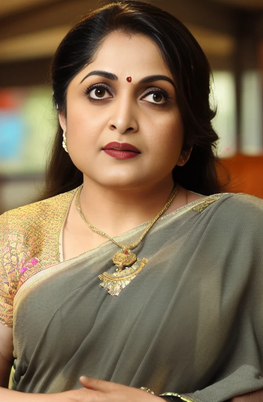 RamyaKrishnan,<lora:RamyaKrishnanSD1.5:1>,woman wearing saree, background blur, portrait, sharp, detailed, uhd, realistic, masterpiece