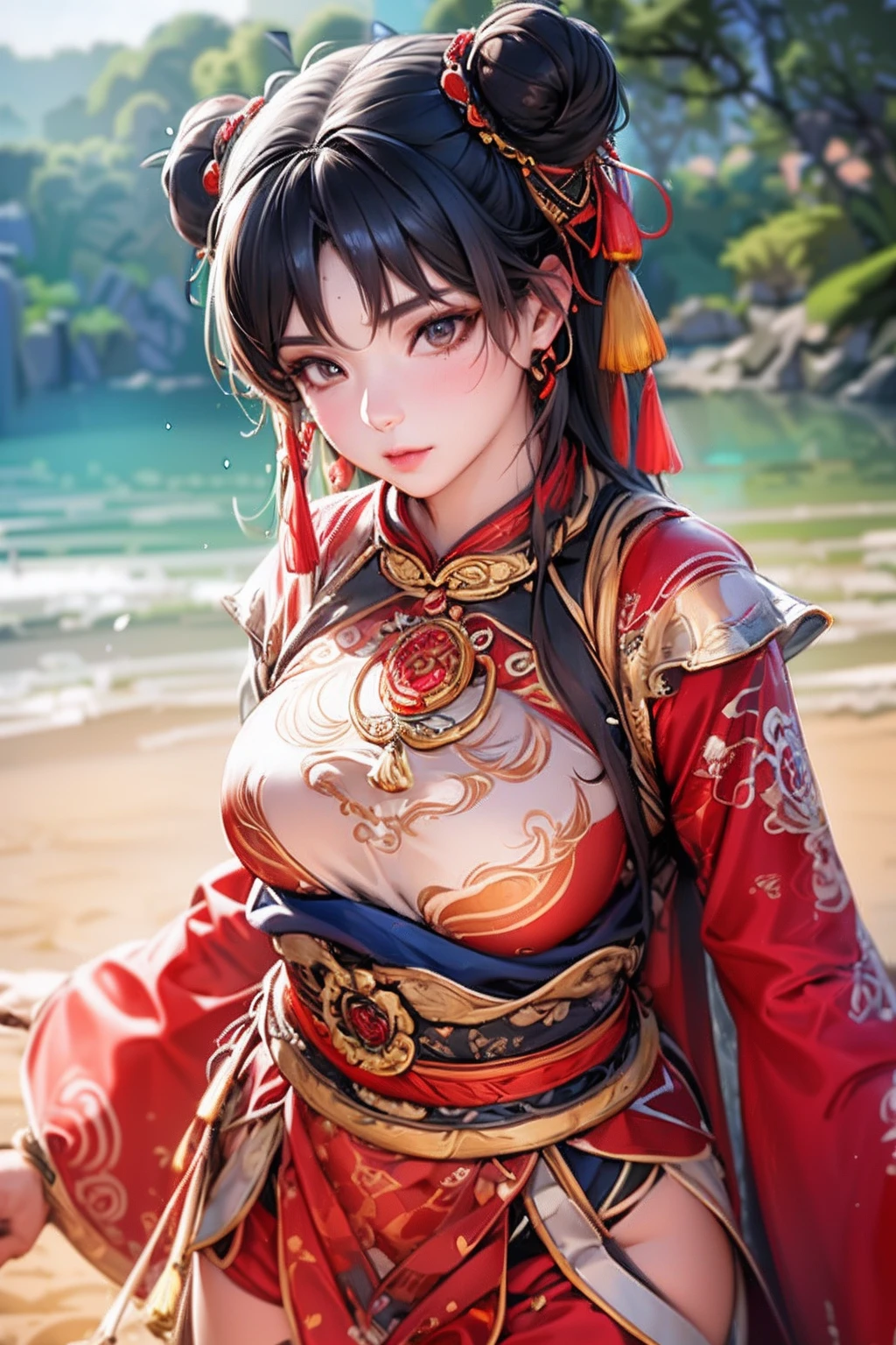 <lora:nezha-4:0.7>,super high resolution,best quality,Photos,4k,(Realistic:1.2),nezha,1girl,cowboy_shot,