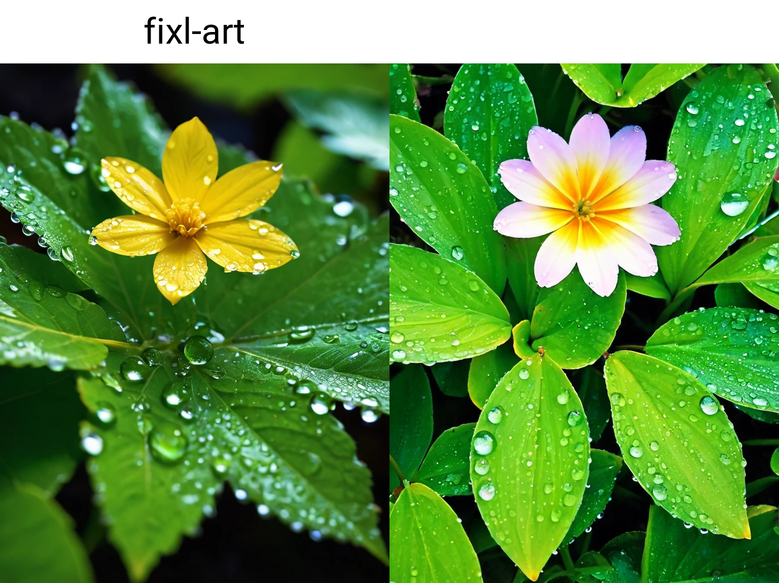 still life flower, morning dew on leaves, 
 fixl-art