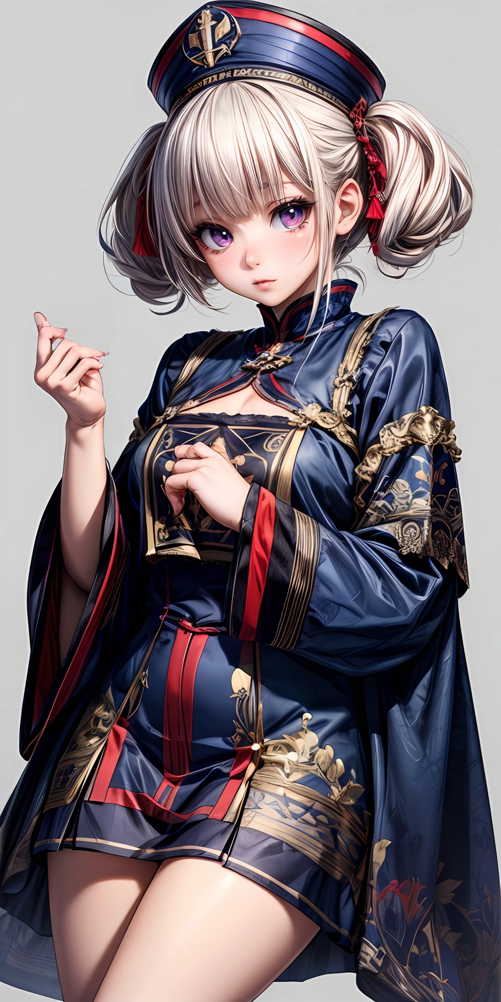 (masterpiece,ultra-detailed,best quality,8K,CG,illustration,shaved:1.0),(petite girl:1.0) <lora:more_details:1>, simple background,
<lora:jyoji fuku v21.0:0.5> jyojifuku, ofuda,