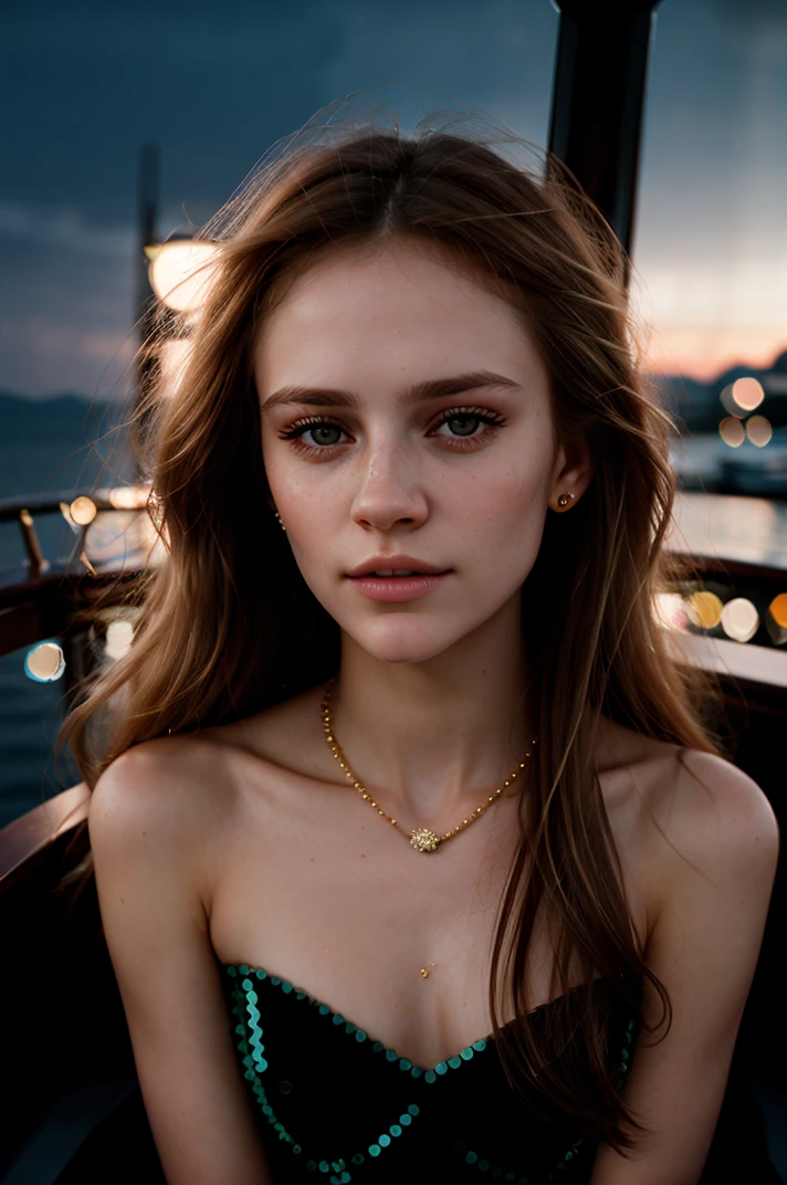 tv_Daria_MXAI, , , elegant sequin-party-dress, deck of a superyacht, ((full-body-shot)), windblown-hair, (dramatic makeup), colorful, amazing, perfect lighting, bright colors, dramatic, dynamic, cinematic lighting, intricate details, epic, ((night, moonlight)),, 8k resolution, highres, high detail, sharp focus, detailed skin, 8k uhd, bokeh, analog photography