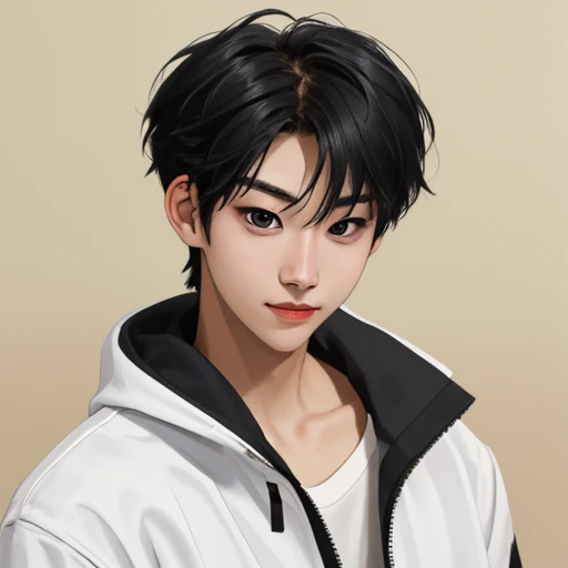 1boy, solo, hwatemp, portrait,( focus on face:1.2), male focus, looking at the viewer, early twenties, black hair. BREAK,
(black eyes:1.2), BREAK,
short hair, blurred background, happy, <lora:Hwarang_TEMPEST:1>