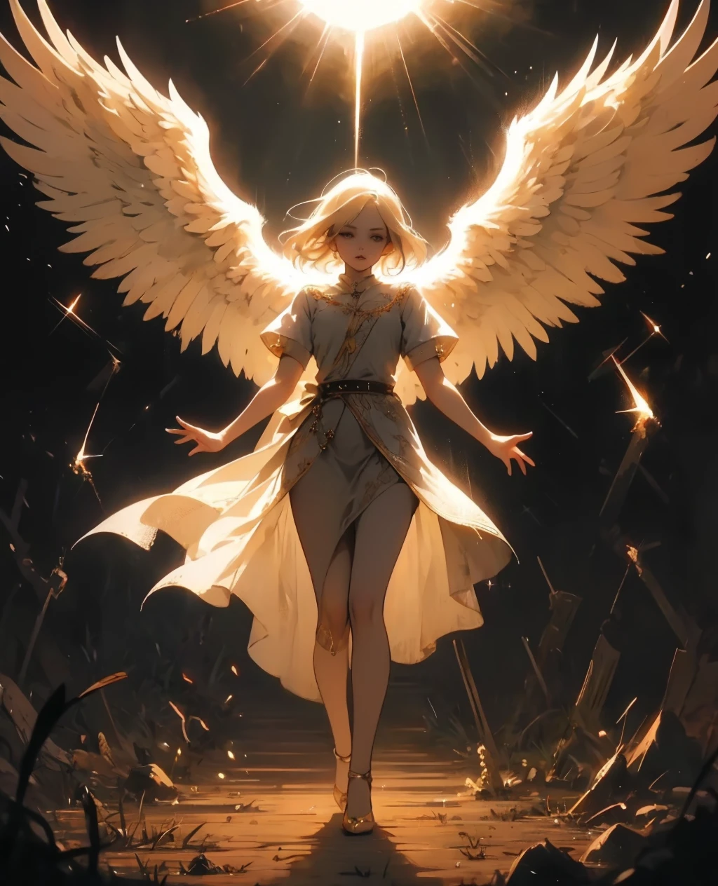 light_concept,solo,wings,sunlight,angel wings,light rays,sun,angel,<lora:light_concept-02:1>,