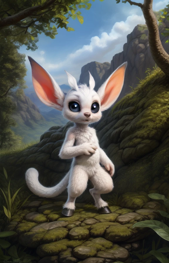 OriGameTBAforest  <lora:OriGameTBAforest:1> [road, earth, forest, trees, sky, clouds, mountains,]   white fur, (black sclera), white badge, lop-eared,  chibi, hooves,
blue textured fur, solo,  looking at viewer, to his full height,  (beautiful, aesthetic, perfect, delicate, intricate, masterpiece, )   
[by kenket|by totesfleisch8], by thebigslick:by silverfox5213:0.8], [by syuro, by paloma-paloma::0.2, (Tricksta, TotesFleisch8)