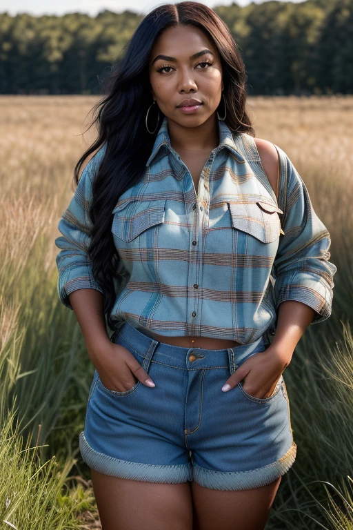 DEN_lailathebrat_OF,
(walking through a tallgrass meadow wearing (Jean shorts:1.3) and (plaid shirt:1.3), meadow, wild, overgrown, walking,:1.2),
bokeh, f1.4, 40mm, photorealistic, raw, 8k, textured skin, skin pores, intricate details <lora:epi_noiseoffset2:1>, epiCRealism