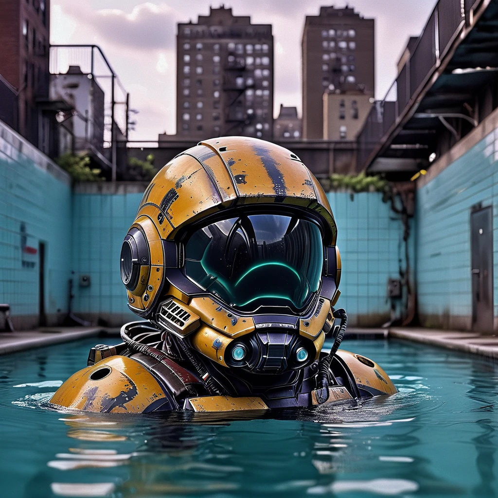 <lora:2024-04-01 - mjhelmet - 64dim - LoRA.safetensors:1> mhelmet artstyle, (swimming in the public pool in the Bronx.:2.0)