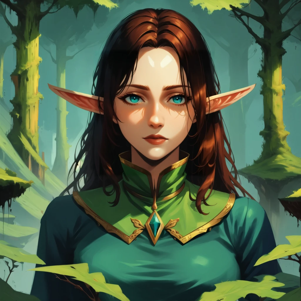 Very detailed, Ultra-realistic live-action version of Link from The Legend of Zelda,、Very detailed顔の特徴, Piercing blue eyes, Sharp jawline, disheveled brown hair, Sad look, Green-themed elf clothing