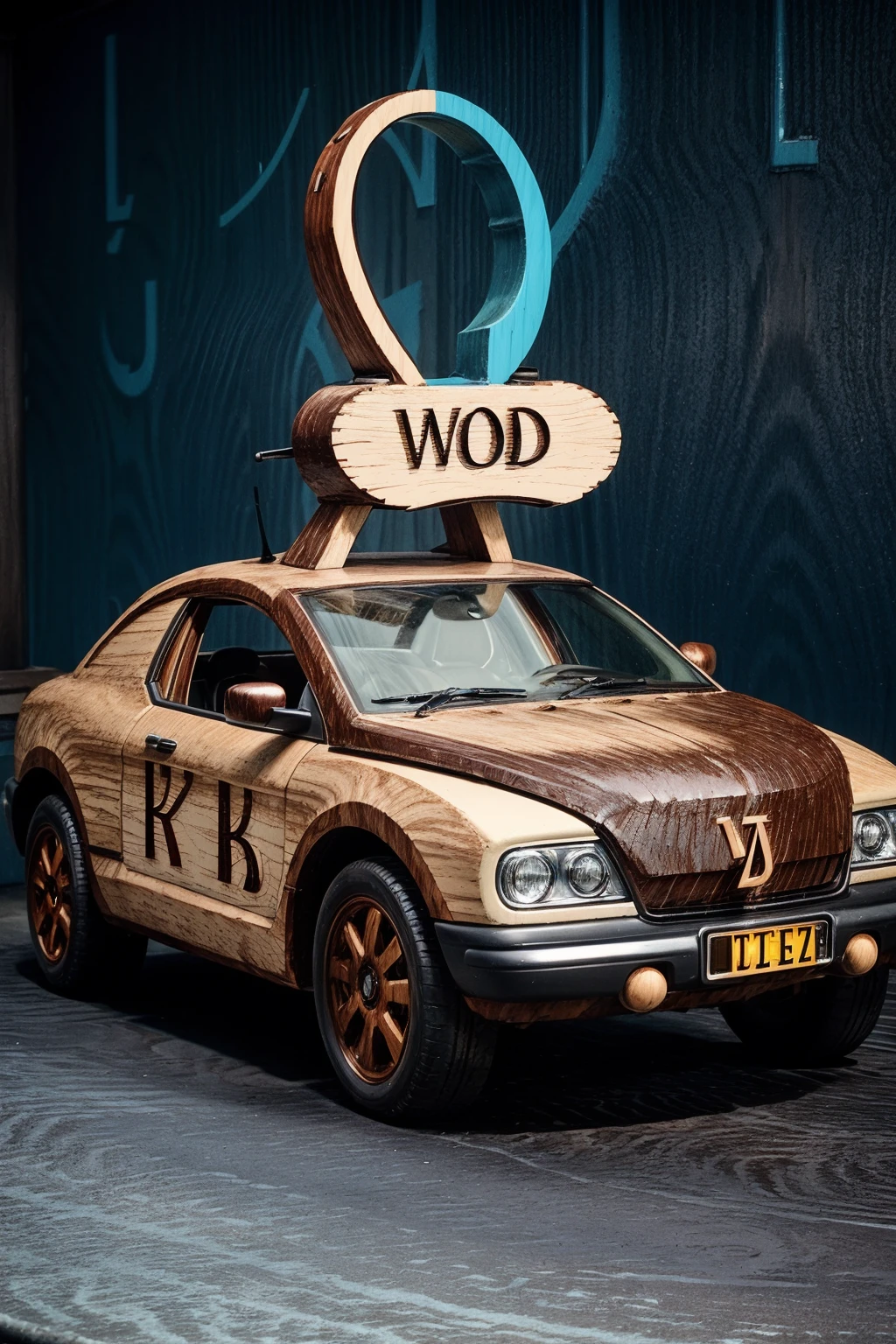 <lora:LettersWorld:1> (LettersWorld:1.2)  (1car:1.3) on the cyber wood city