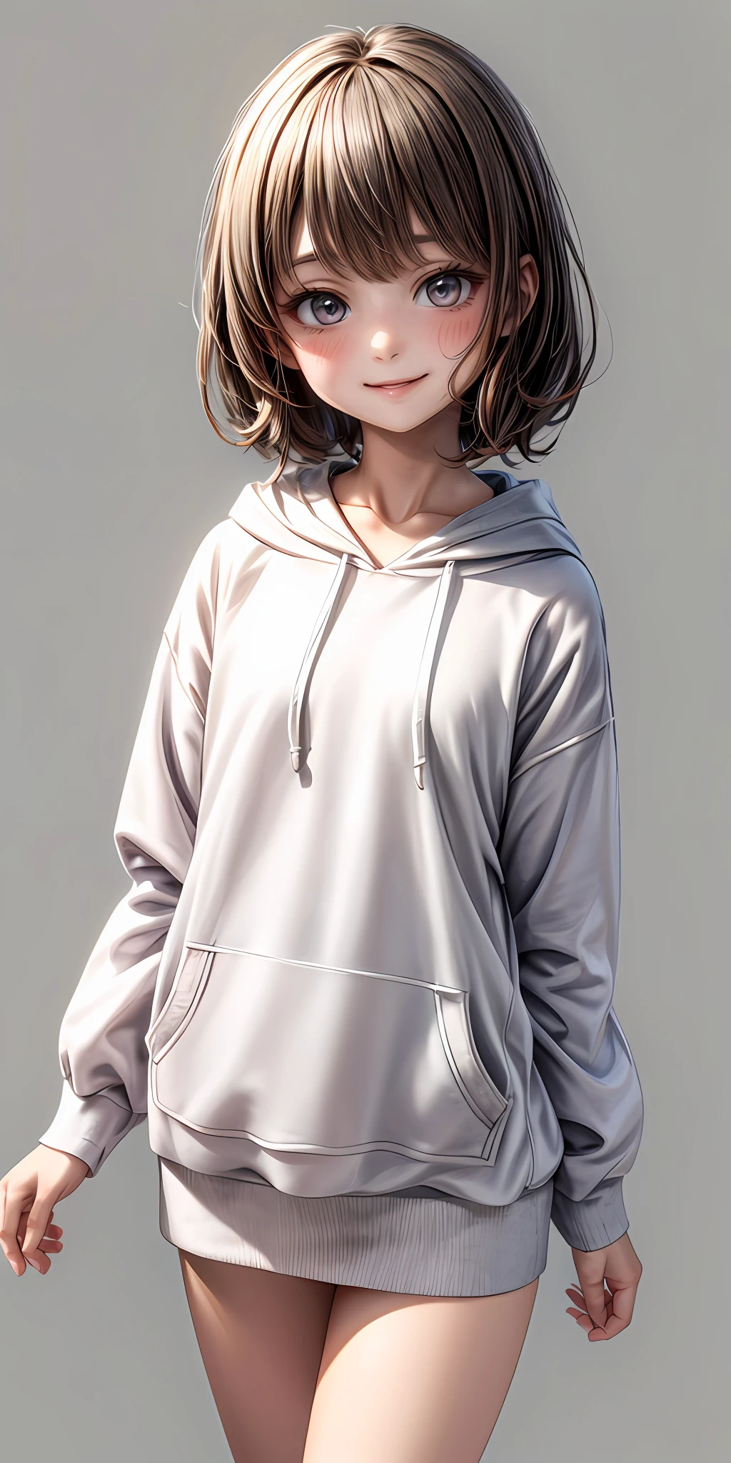 (masterpiece,ultra-detailed,best quality,8K,CG,illustration,shaved:1.0),(ite girl:1.0) <lora:more_details:1>, smile,simple background,
<lora:hoodie v1.0:0.5> jyojifuku, hoodie,hood