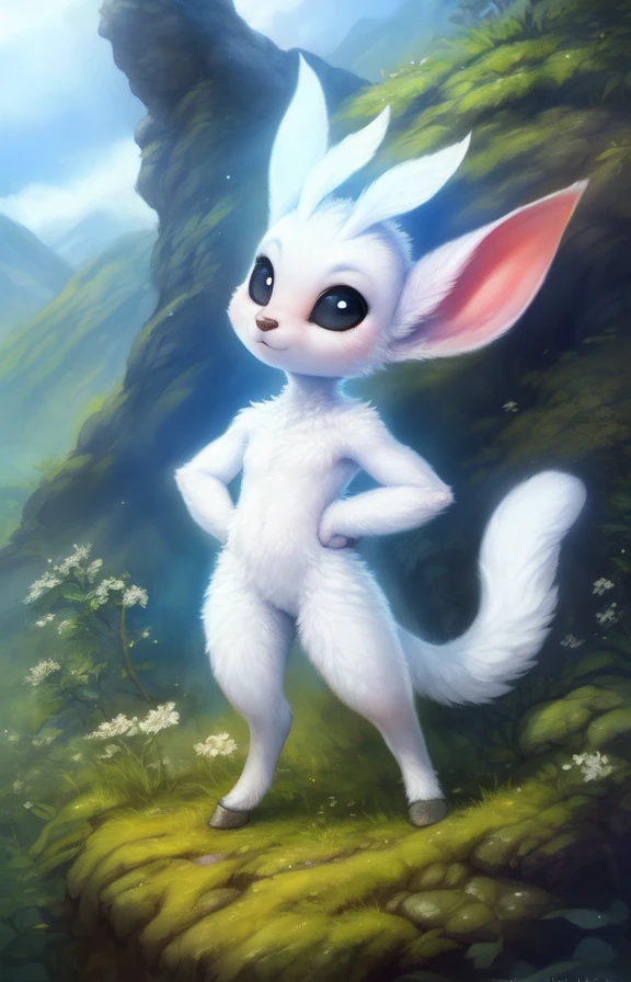 OriGameTBAforest  <lora:OriGameTBAforest:1> [road, earth, forest, trees, sky, clouds, mountains,]   white fur, black sclera, white badge, lop-eared, chibi
blue textured fur, solo,  looking at viewer, to his full height,  (beautiful, aesthetic, perfect, delicate, intricate, masterpiece, )   (Hands on hips, standing,)
[by kenket|by totesfleisch8], by thebigslick:by silverfox5213:0.8], [by syuro, by paloma-paloma::0.2, (Tricksta, TotesFleisch8)