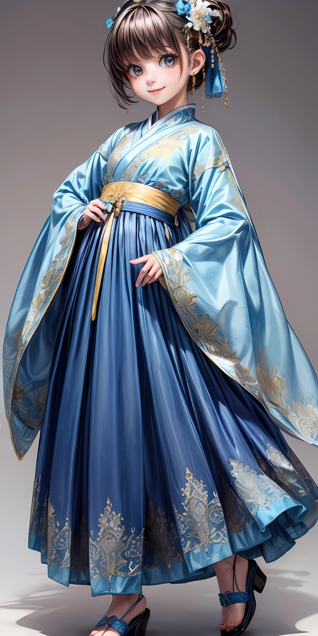 (masterpiece,ultra-detailed,best quality,8K,CG,illustration,shaved:1.0),(ite girl:1.0) <lora:more_details:1>, smile,simple background,
<lora:china dress v1.0:0.6> jyojifuku, hair ornament,skirt,pink clothes