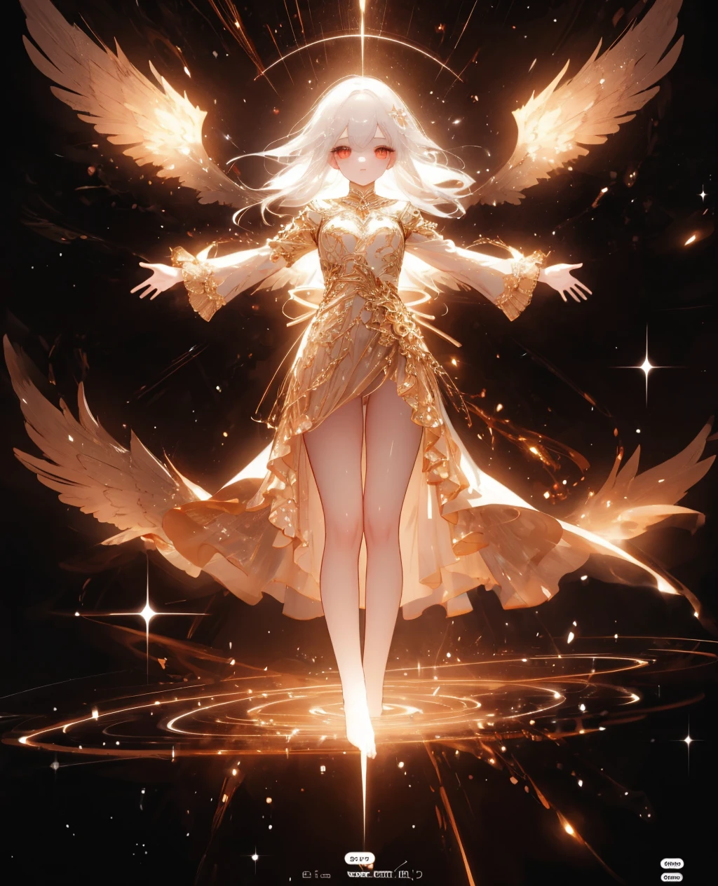 light_concept,1girl,solo,long hair,wings,outstretched arms,star (sky),fairy,space,glowing wings,galaxy,<lora:light_concept-02:2>,