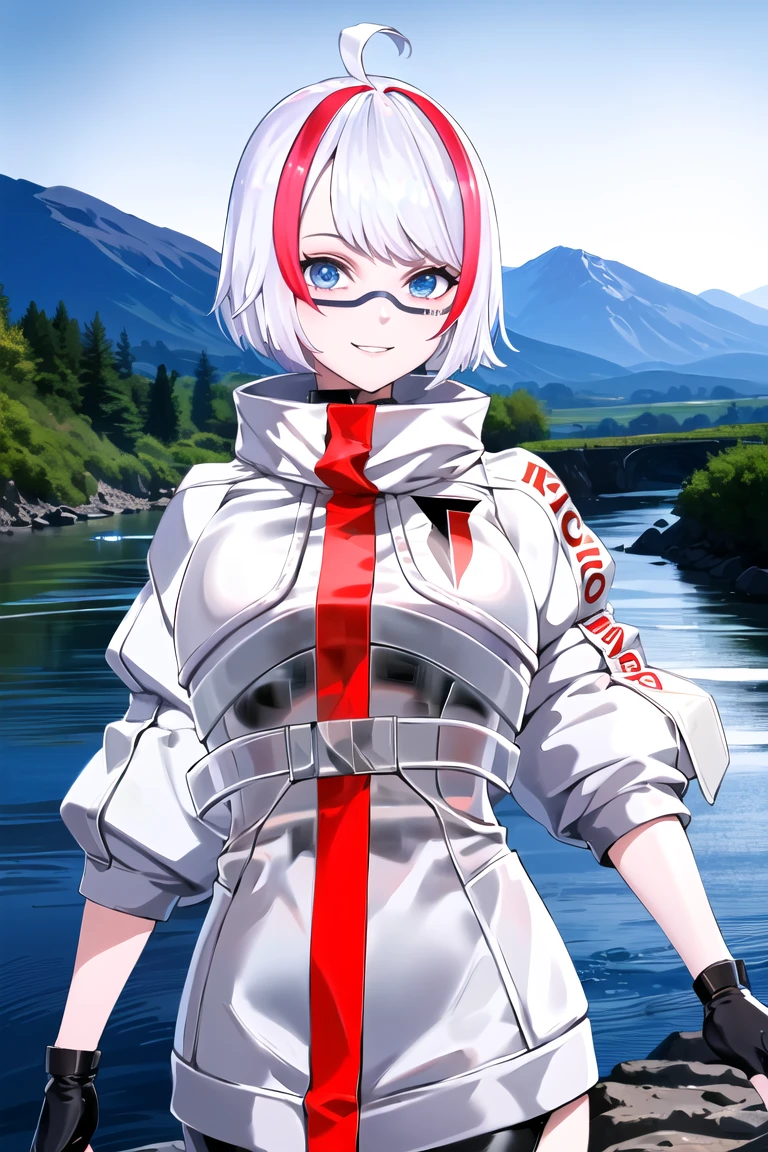 (masterpiece:1.2, best quality:1.2, highly detailed, cinematic lighting, sharp focus, perfect face, absurdres)
1girl, standing, cowboy shot, outdoors, nature, river, mountain, smile, looking at viewer
onowht, white coat, black gloves
<lora:onolumi:0.9>
