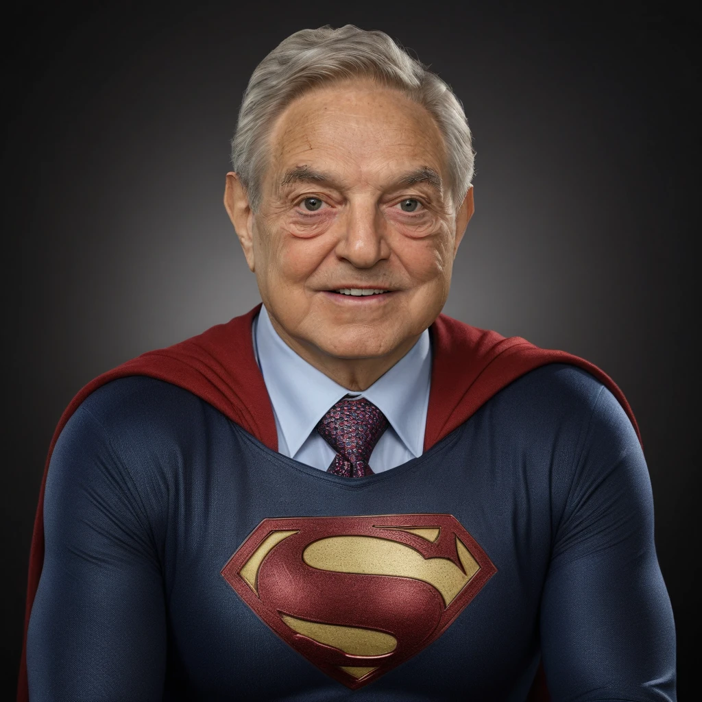 <lora:Soros:0.8> george soros as the superman, smiling