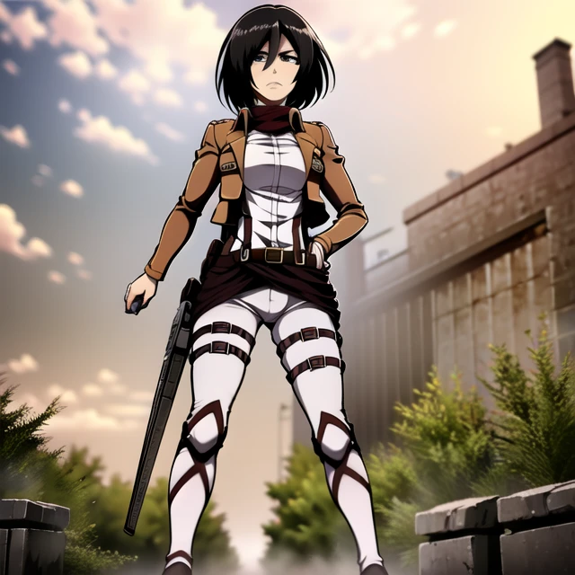 <lora:Mikasa-Ackerman:1>mikasa ackerman, full body