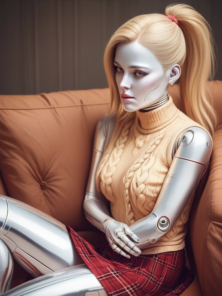 score_9, score_8_up, score_7_up, score_6_up, score_5_up, score_4_up, 
gynoid robot wearing a sleeveless sweater and plaid wool skirt,  coed student, blonde ponytail, rumpled clothes,  (chrome skin:0.7), face seams,  on a couch,  seductive, surprised, amused, (smile:0.6)
 <lora:Droids_Wearing_Clothes_PonyXL:1.2>