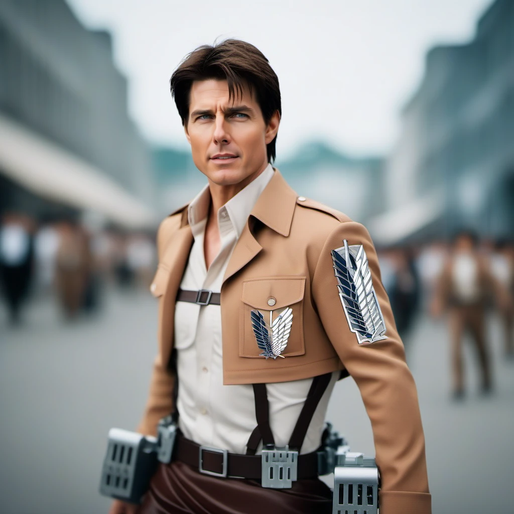 cinematic photo tom cruise in a costume, attack on titan <lora:AoT1024:0.8> . 35mm photograph, film, bokeh, professional, 4k, highly detailed