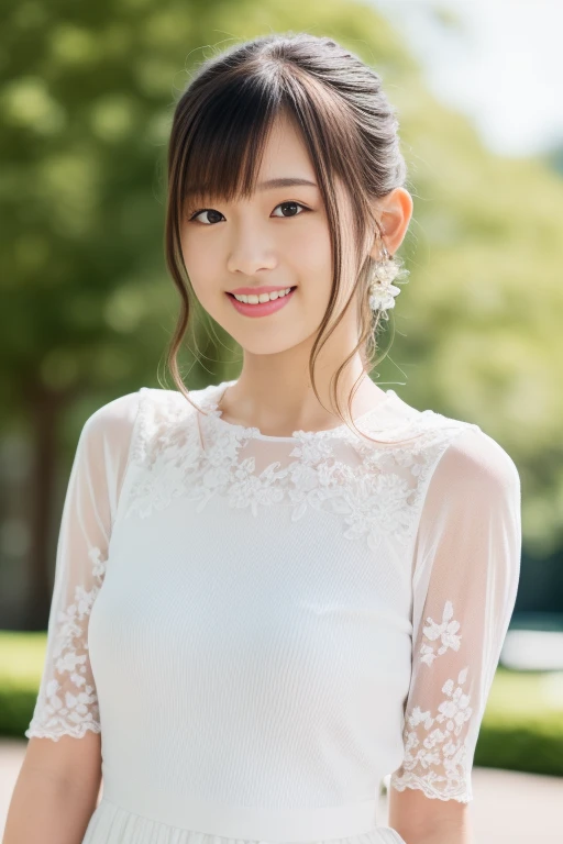 1girl,(RAW photo, best quality), (realistic, photo-realistic:1.4), masterpiece, an extremely delicate and beautiful, extremely detailed, 2k wallpaper, Amazing, finely detail, extremely detailed CG unity 8k wallpaper, ultra-detailed, highres, soft light, beautiful detailed girl, extremely detailed eyes and face, beautiful detailed nose, beautiful detailed eyes,cinematic lighting,perfect anatomy,
wearing a white avantgarde peplum dress,white skirt,(bokeh:1.2)
at a flower park,sakura flowers,flower garden,
<lora:takahashiriev2_lora:0.8>,smile