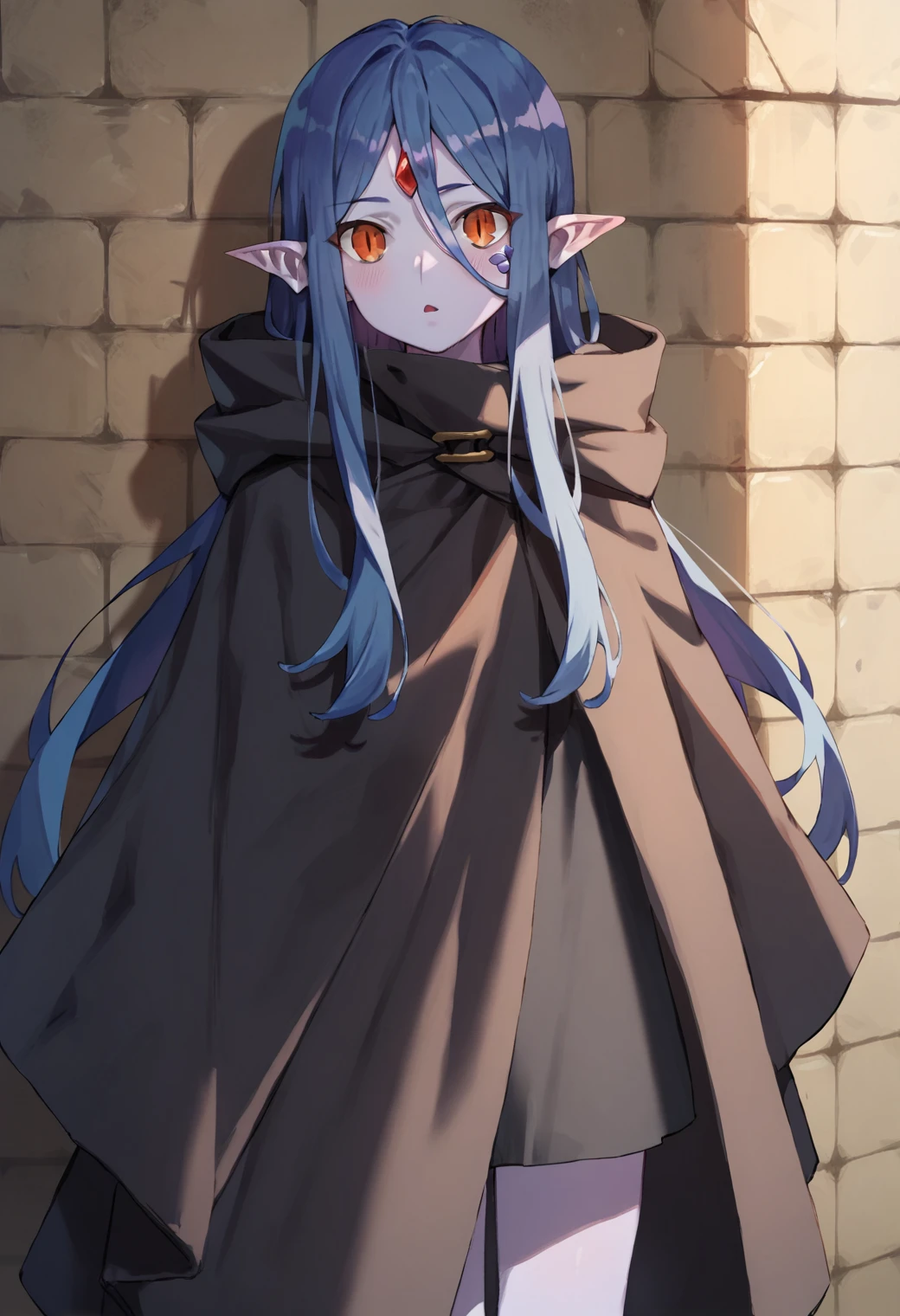 1girl, wiene, solo, slit pupils, monster girl, pointy ears, blue skin, white skin, standing, <lora:wiene_ponyxl_v1:0.9>, black cloak, hooded cloak
BREAK
score_9, score_8_up, score_7_up, score_6_up, anime, rating_safe