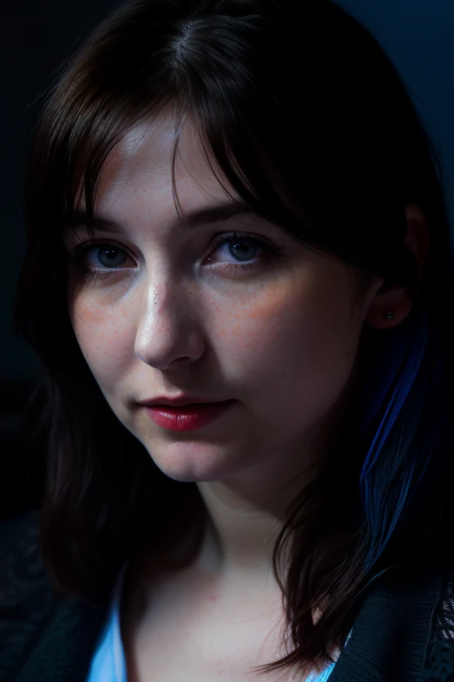 DEN_princess_tay,
(headshot:1.2) portrait on a (plain dark background:1.2), (headshot:1.2), (face focus:1.1), intricate (beautiful eyes:1.2), (wide open eyes:1.1), Big eyes, clean photo, lighting from behind, (Red lighting from the left:1.3), (Blue lighting from the right:1.3), bokeh, f1.4, 40mm, photorealistic, raw, 8k, textured skin, skin pores, intricate details <lora:epi_noiseoffset2:1>, epiCRealism
