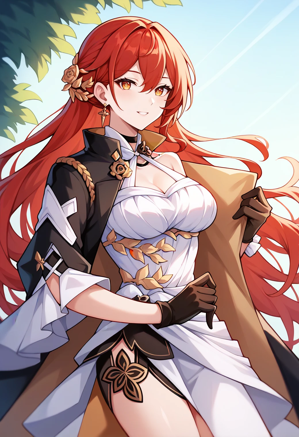 score_9,score_8_up,score_7_up,score_6_up,score_5_up,score_4_up,
1girl, himeko \(honkai: star rail\), long hair, dress, jacket, hair ornament, gloves, red hair, breasts,
outdoors, straight-on, (cowboy shot), solo, looking at viewer,
<lora:himekoponyxl2:1>
