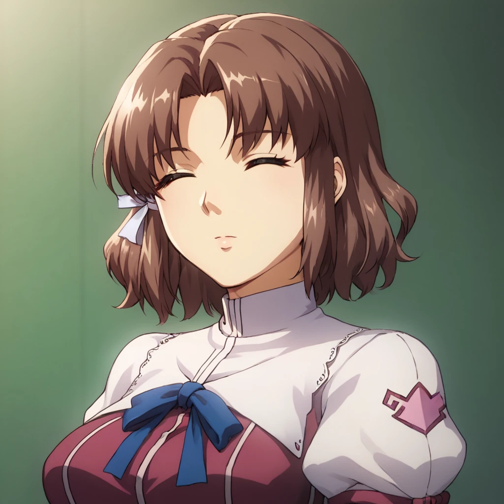 score_9, score_8_up, score_7_up,
ChiffonFairchild,1girl,solo,breasts,short hair,large breasts,brown hair,long sleeves,ribbon,school uniform,closed eyes,hair ribbon,upper body,puffy sleeves
. <lora:Chiffon_Fairchild_pony:0.6>