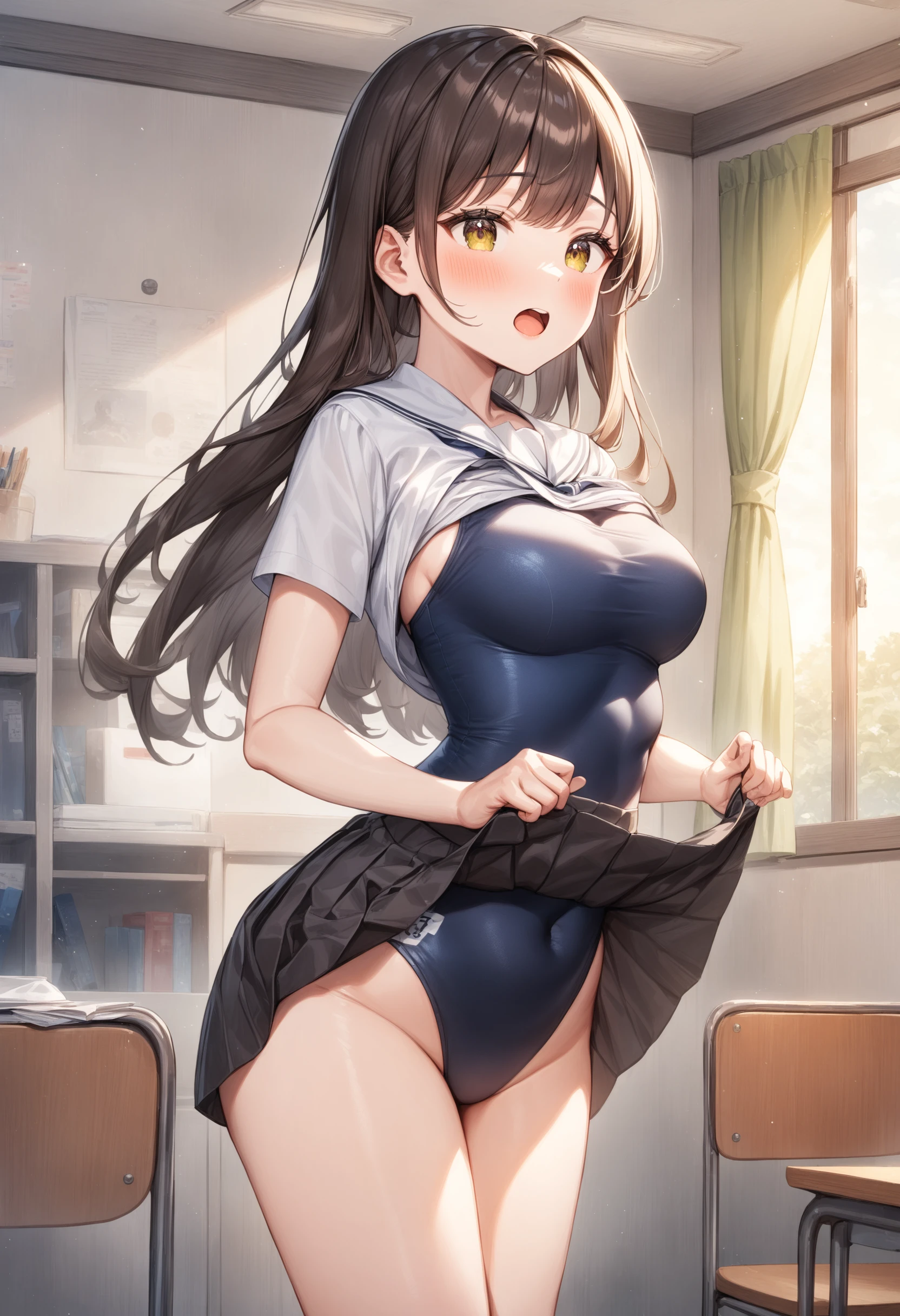 [SDXL&Pony] swimsuit under clothes / 服の下にスクール水着 Animagine v1.0