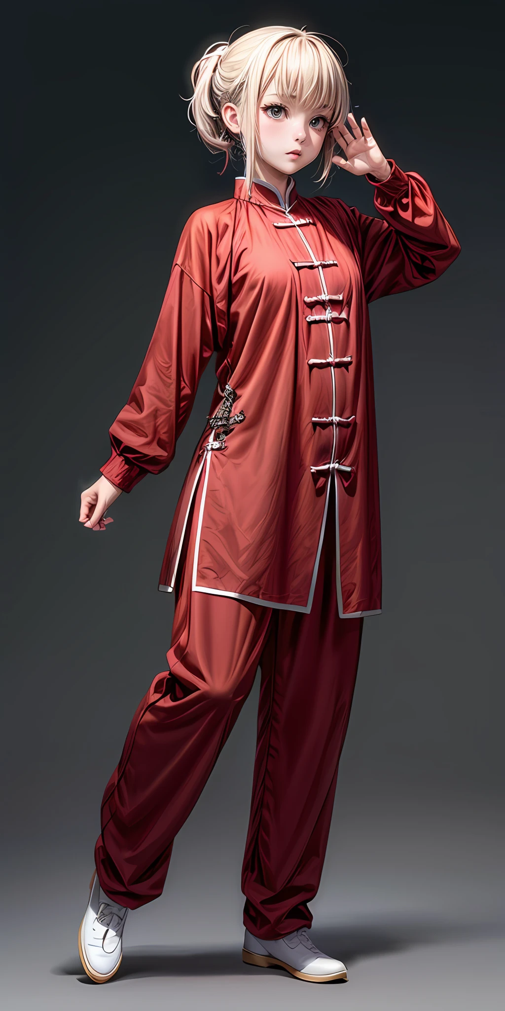 (masterpiece,ultra-detailed,best quality,8K,CG,illustration,shaved:1.0),(ite girl:1.0) <lora:more_details:1>,simple background
<lora:kung fu v1.0:0.6> jyojifuku, kung fu
