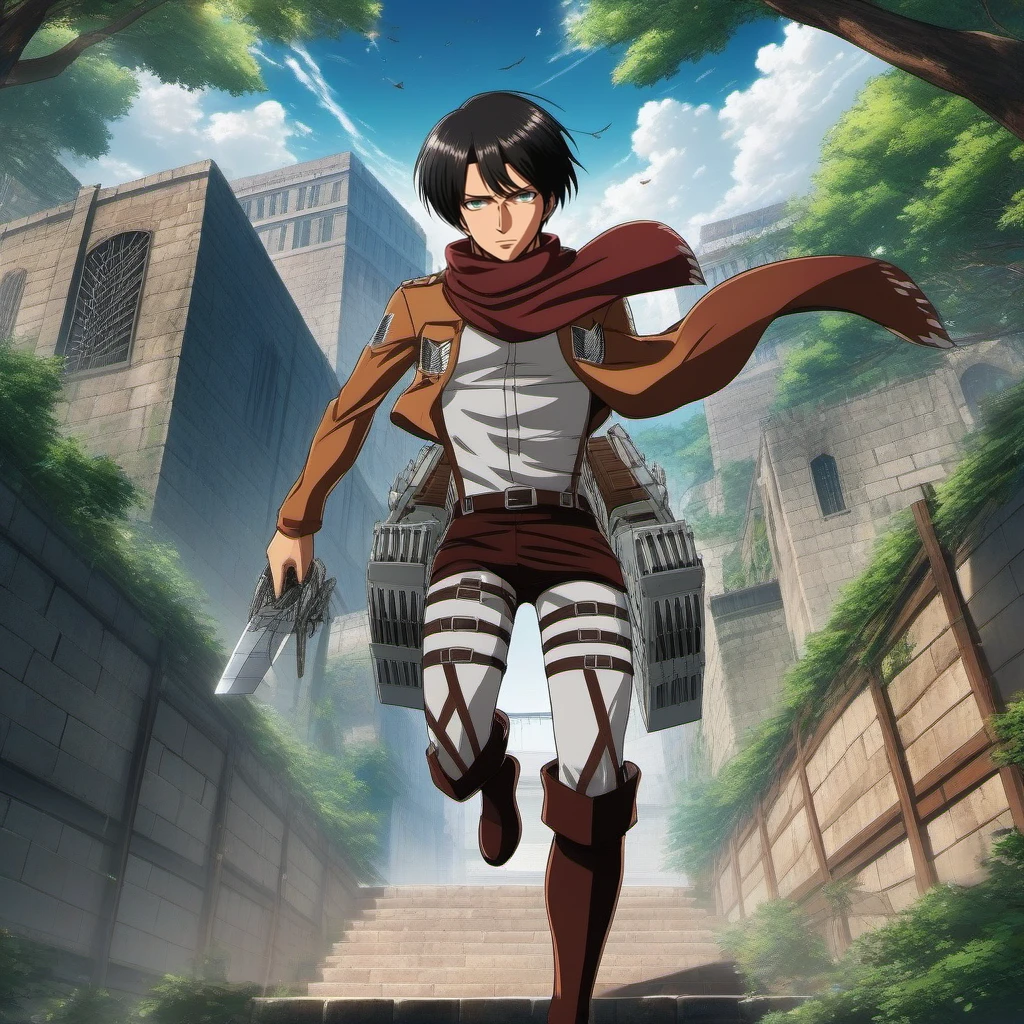 anime artwork a man in a costume in the airs, trees, huge walls, attack on titan  <lora:AoT1024:0.8> . anime style, key visual, vibrant, studio anime,  highly detailed