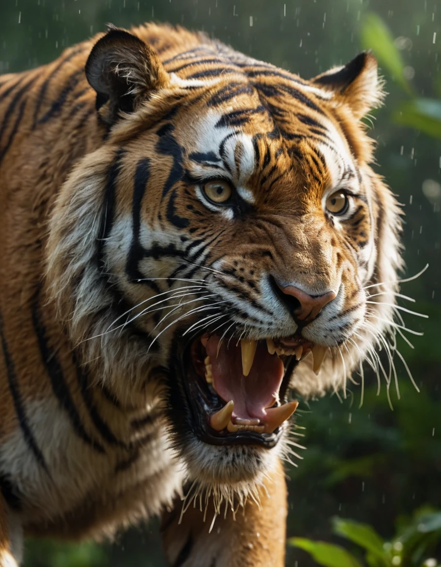 Food photography style An angry Tiger in the middle burning rain forest, focus on the tiger, close up. BREAK award winning, a23, high budget, masterpiece, best quality, ultra-detailed, ultra high res, (photorealistic:1.4), raw photo, 8k HDR, bokeh, f1.4, 50mm, photorealistic, raw, 8k, textured skin, skin pores, intricate details <lora:add_detail:0.8>, Photorealistic, Hyperrealistic, Hyperdetailed, analog style, soft lighting, subsurface scattering, realistic, heavy shadow, masterpiece, best quality, ultra realistic, 8k, golden ratio, Intricate, High Detail, film photography, soft focus . Appetizing, professional, culinary, high-resolution, commercial, highly detailed,((fog))