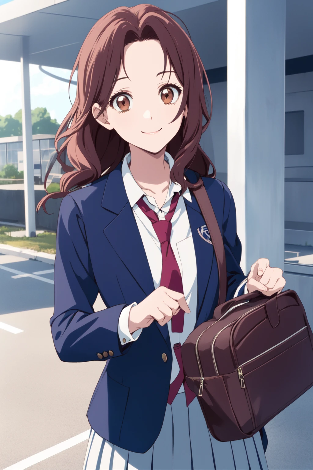 (RAW photo, best quality), 1girl,  natural lighting, smile, school, JK, blazer, school uniform, school bag,
 <lora:aoi_takamoto_dr_elise_v1_2-000005:1>, aoi takamoto