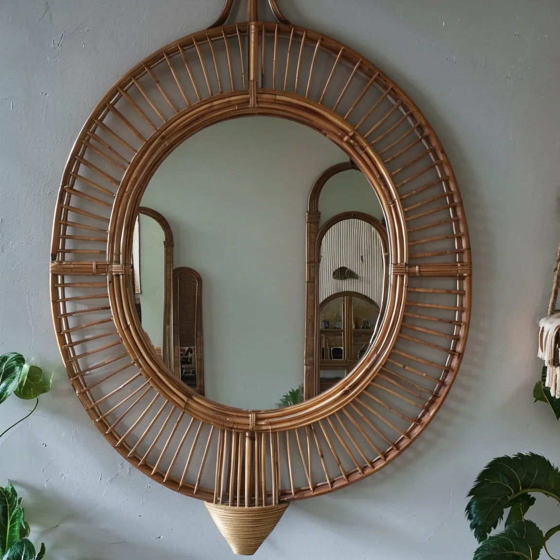 photo, bamboo furniture, leaf-shaped mirror, hanging, bohemian, natural, warm lighting, close-up
<lora:AIDVN_furniture_bamboo_v1:0.8>