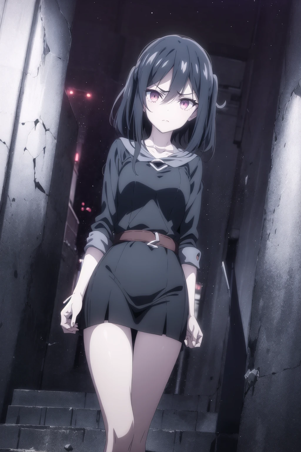 night shot of anime screencap, 1girl
. Dark, lit, moody, mysterious